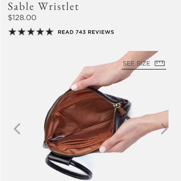 HOBO- sable wristlet in black polished leather. 
Measurements-10 x 6. Brand new - Picture 3 of 6